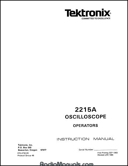 Tektronix 2215A Operators Manual - Click Image to Close